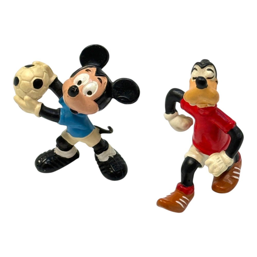 Bullyland Disney Soccer Figurines Mickey Mouse Goofy Vintage 1980s